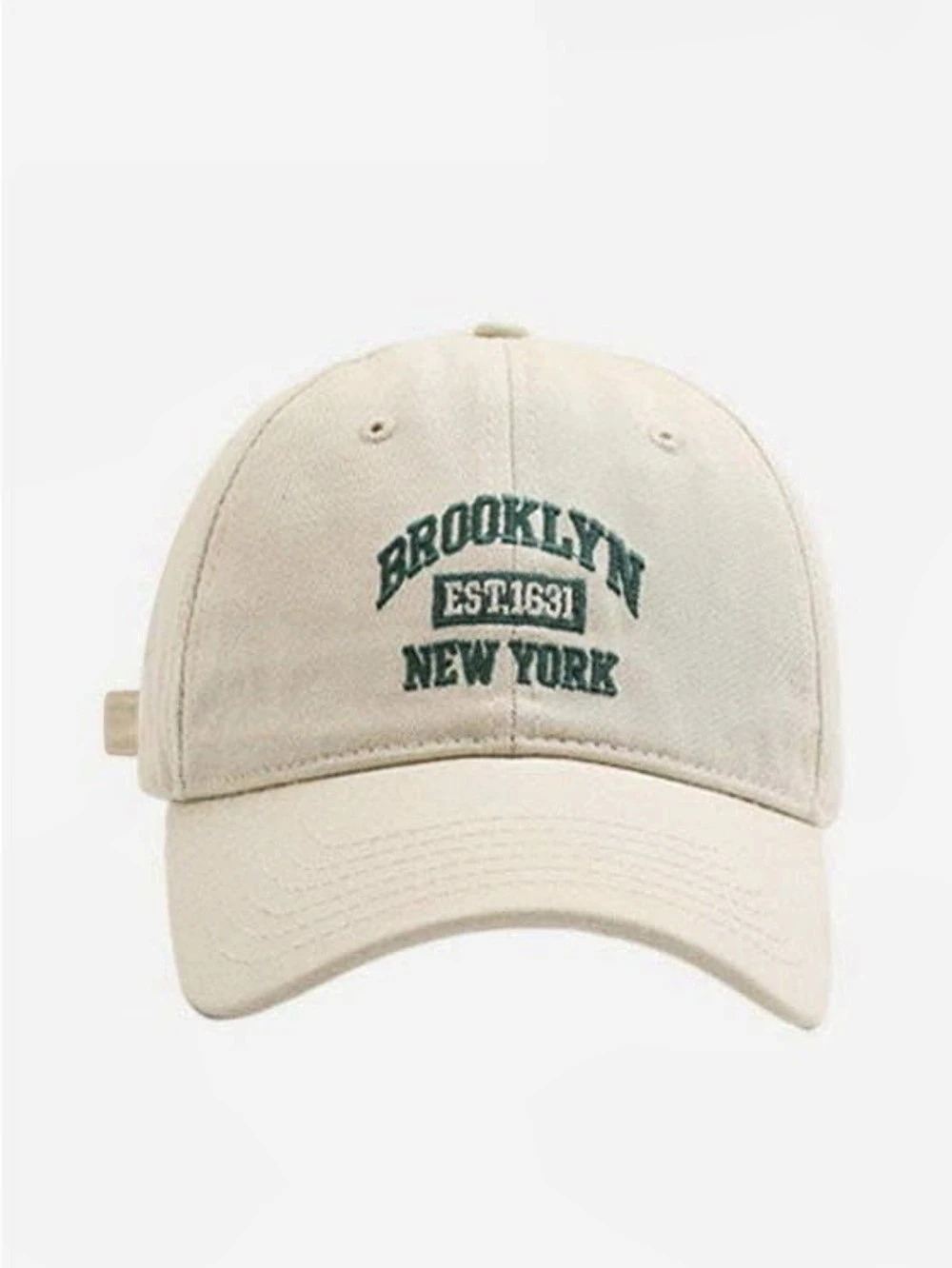 Brooklyn Est 1631 New York Embroidered Baseball Cap in Cream